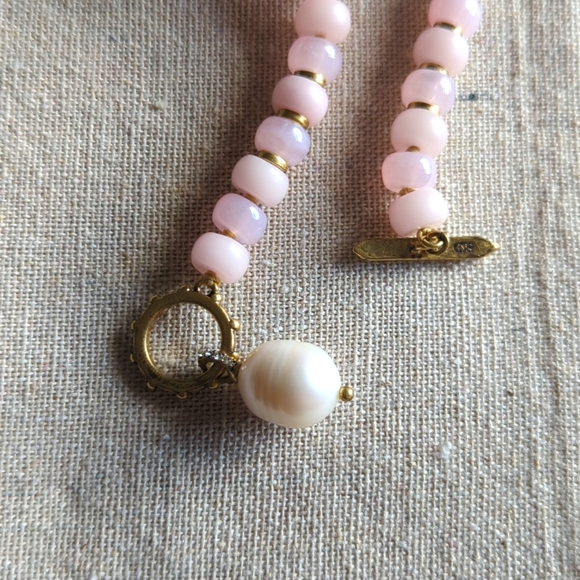 Modern Bohemian Beaded Necklace - Blush Multi with Pearl - Picture 4 of 4